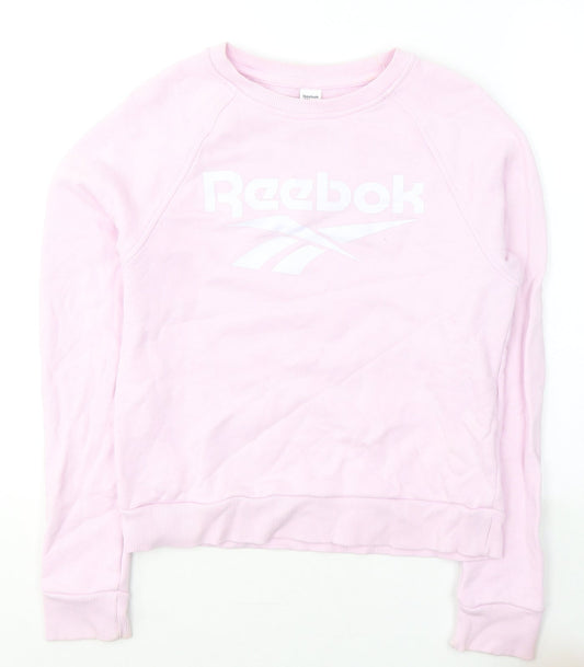 Reebok Womens Pink  Cotton Pullover Sweatshirt Size S  Pullover