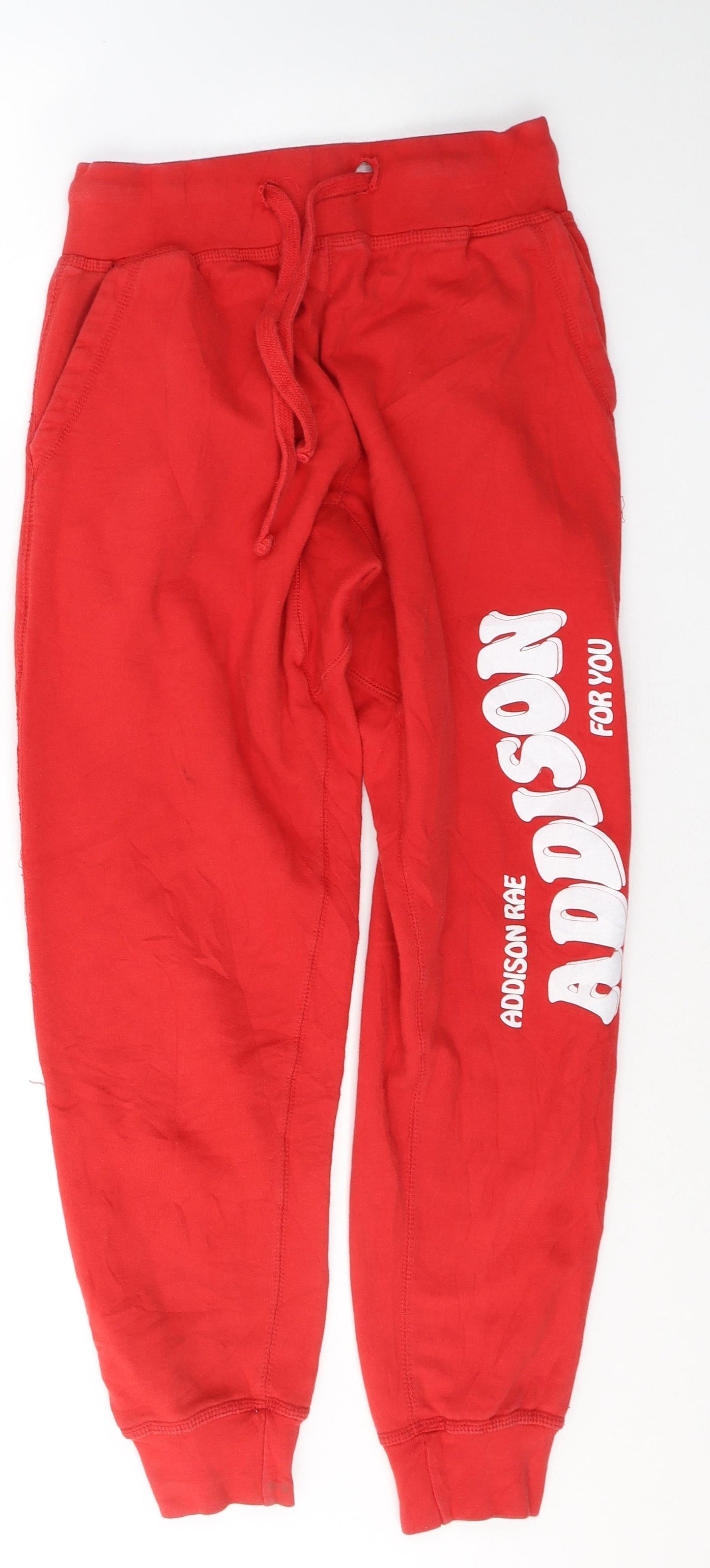 Addison Lee Mens Red  Cotton Sweatpants Trousers Size S L26 in Regular Tie