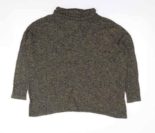 Papaya Womens Green  Viscose Jersey T-Shirt Size M Roll Neck