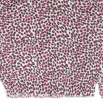 La Redoute Womens Pink Round Neck Animal Print Viscose Pullover Jumper Size 14