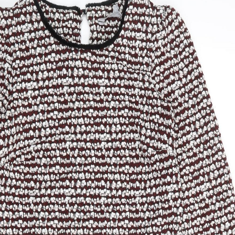 Red Herring  Womens Red Geometric Polyester Shift  Size 8  Round Neck Pullover
