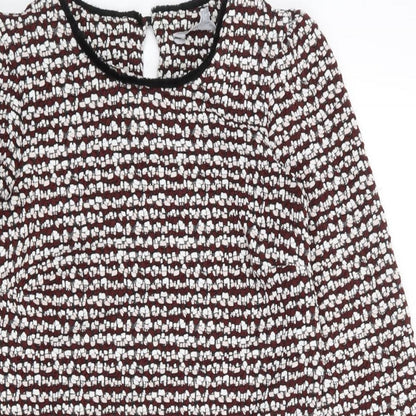 Red Herring  Womens Red Geometric Polyester Shift  Size 8  Round Neck Pullover