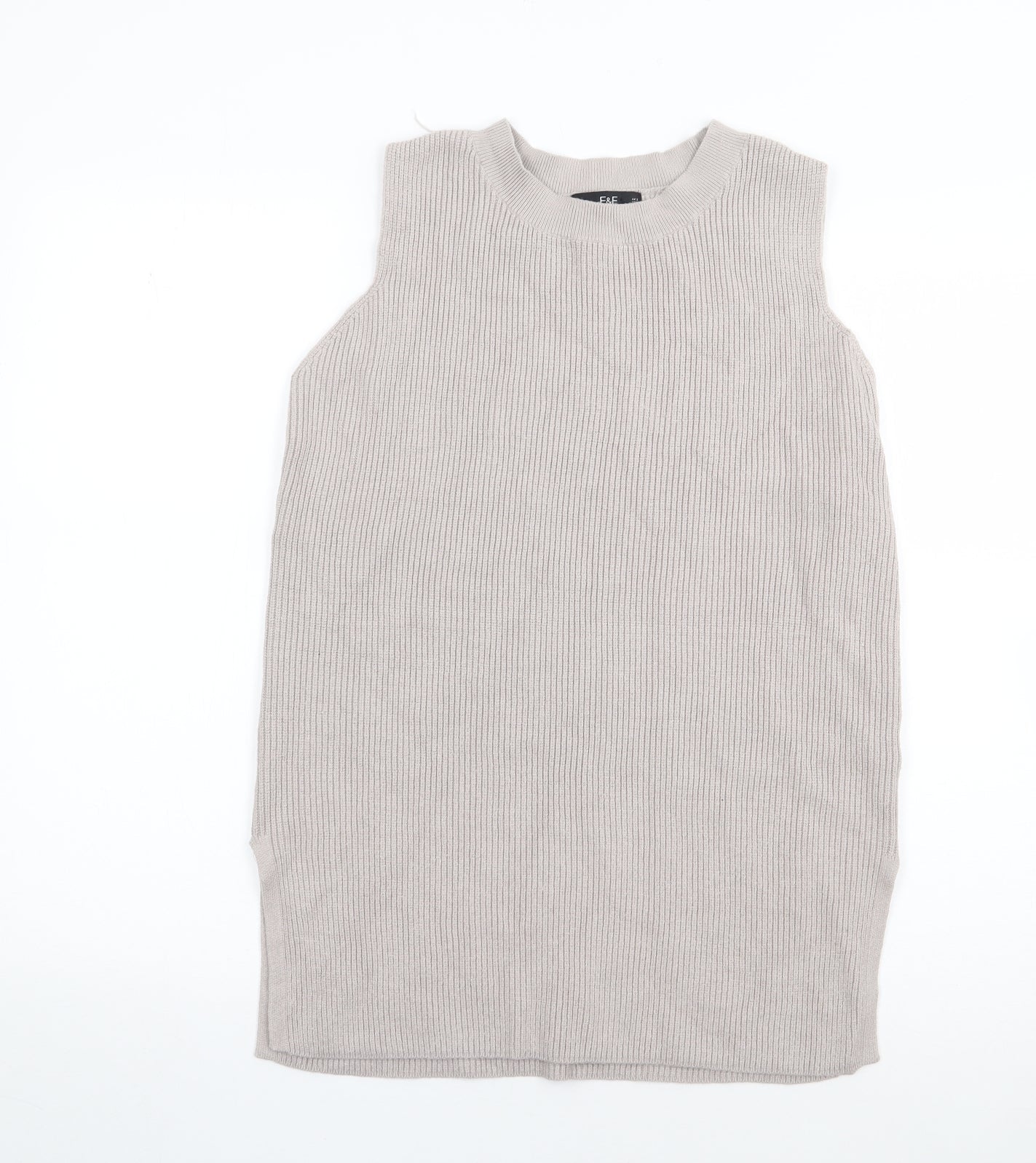 F&F Womens Beige Crew Neck  Viscose Tunic Jumper Size S