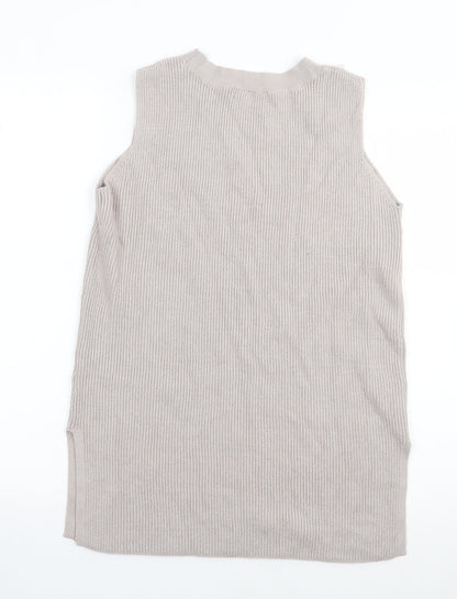 F&F Womens Beige Crew Neck  Viscose Tunic Jumper Size S