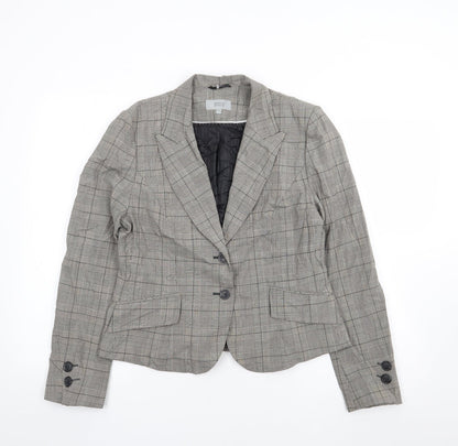 Marks and Spencer Womens Brown Plaid Polyester Jacket Suit Jacket Size 14