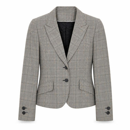 Marks and Spencer Womens Brown Plaid Polyester Jacket Suit Jacket Size 14