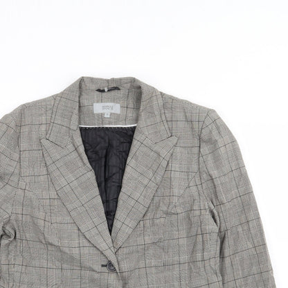 Marks and Spencer Womens Brown Plaid Polyester Jacket Suit Jacket Size 14