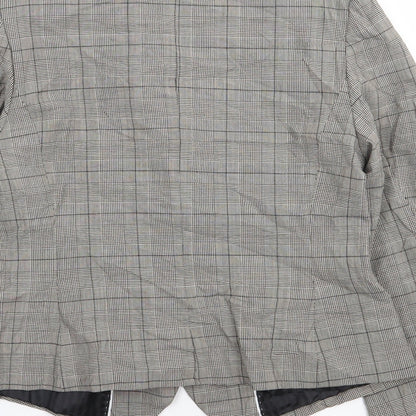 Marks and Spencer Womens Brown Plaid Polyester Jacket Suit Jacket Size 14