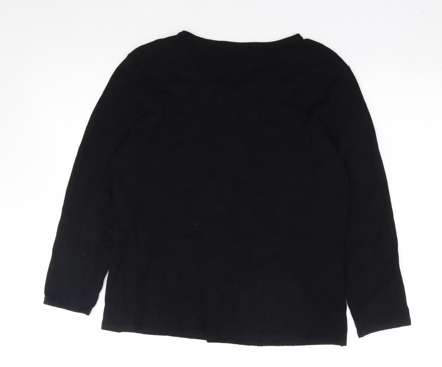 W Paris Womens Black Round Neck  Viscose Cardigan Jumper Size L