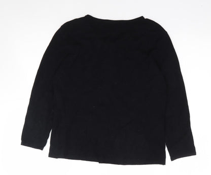 W Paris Womens Black Round Neck  Viscose Cardigan Jumper Size L