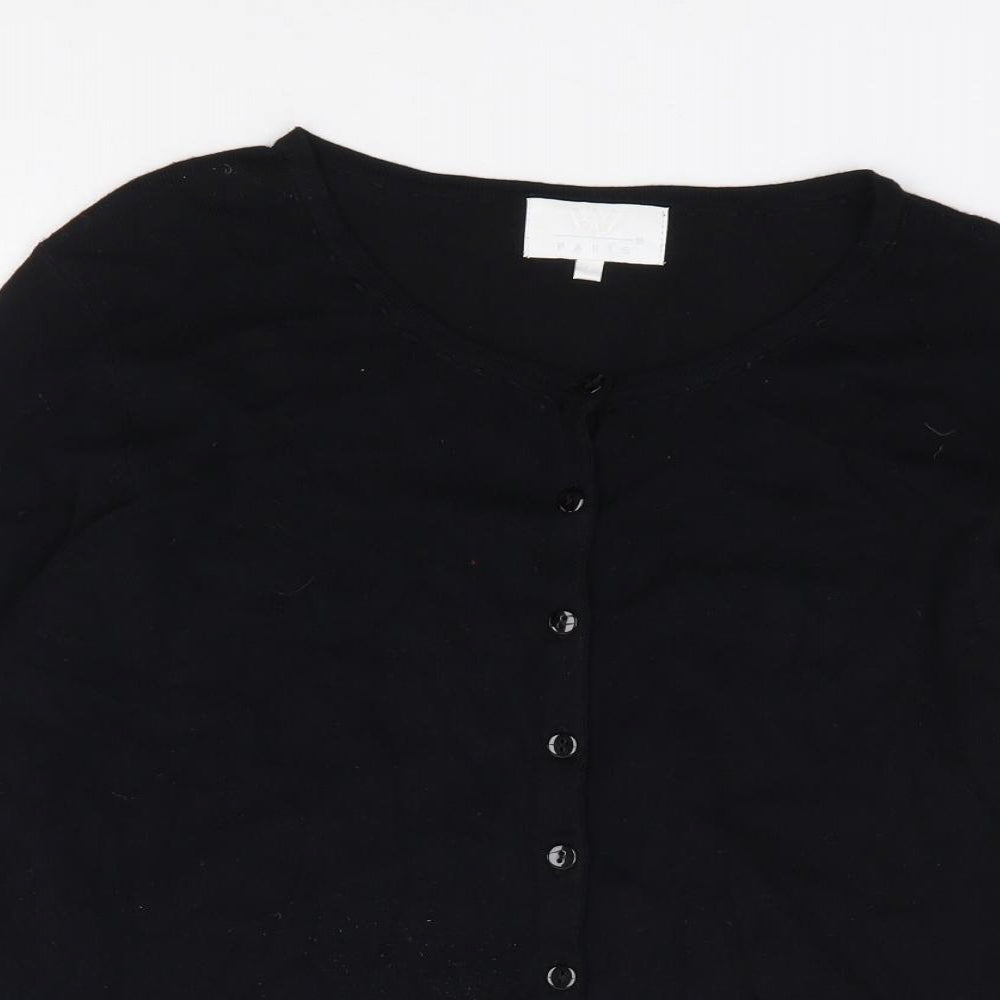 W Paris Womens Black Round Neck  Viscose Cardigan Jumper Size L