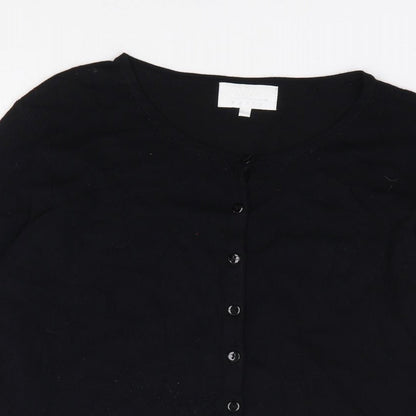 W Paris Womens Black Round Neck  Viscose Cardigan Jumper Size L