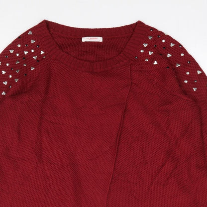 Womens UK Size M LC Waikiki Red Tunic Jumper