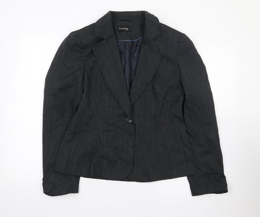 George Womens Grey Pinstripe Polyester Jacket Suit Jacket Size 14