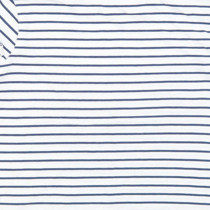 MNG Girls White Striped Cotton Basic T-Shirt Size 6 Years Round Neck