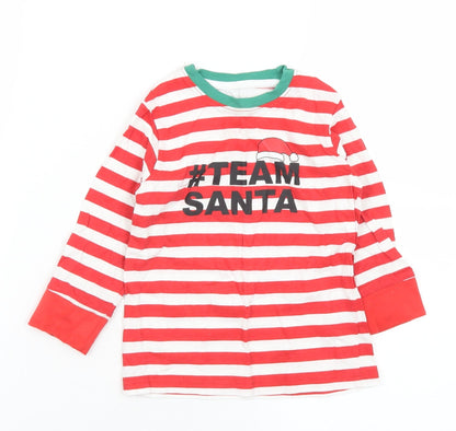 Elves Baby Red Striped Cotton Basic T-Shirt Size 18-24 Months Crew Neck  - Team Santa