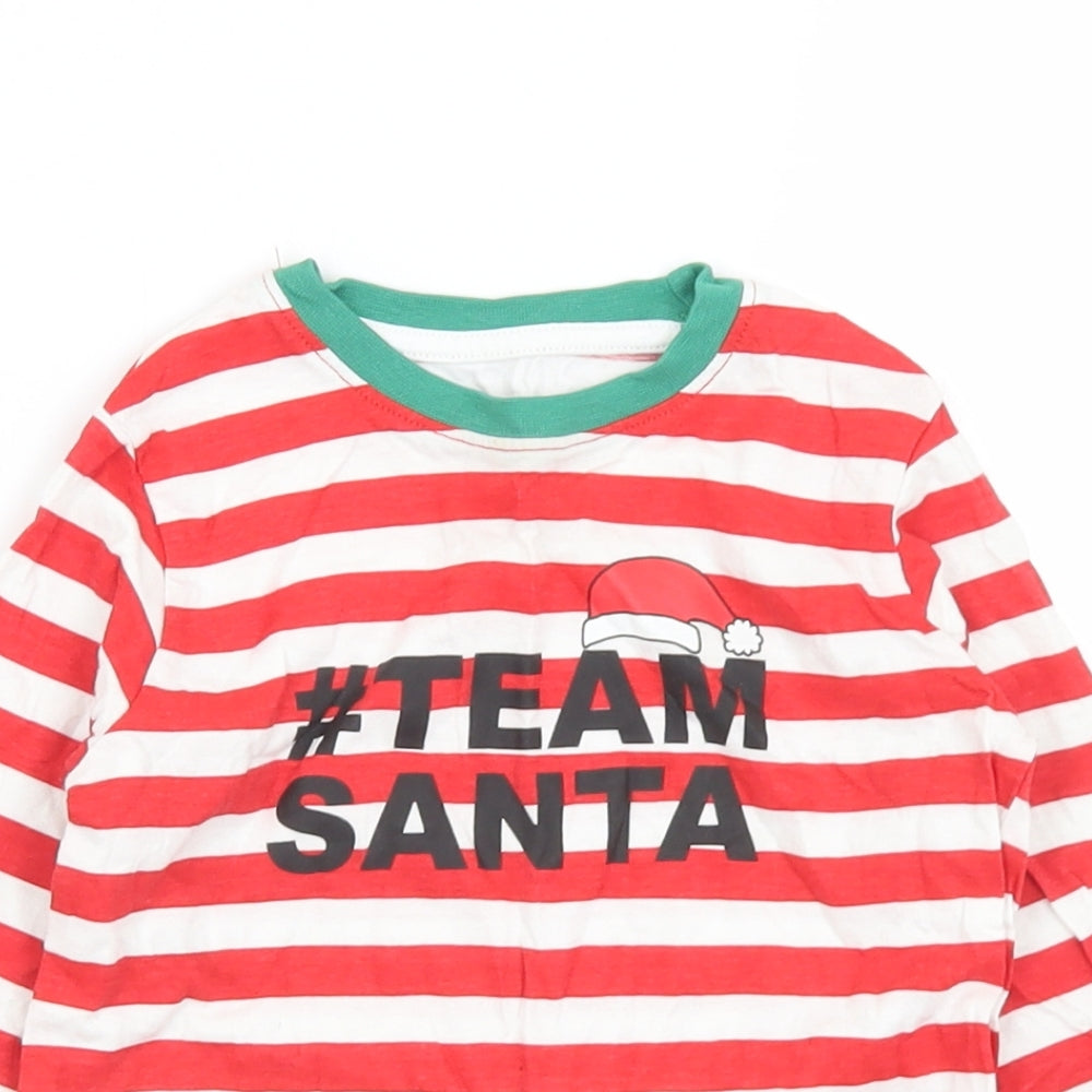 Elves Baby Red Striped Cotton Basic T-Shirt Size 18-24 Months Crew Neck  - Team Santa