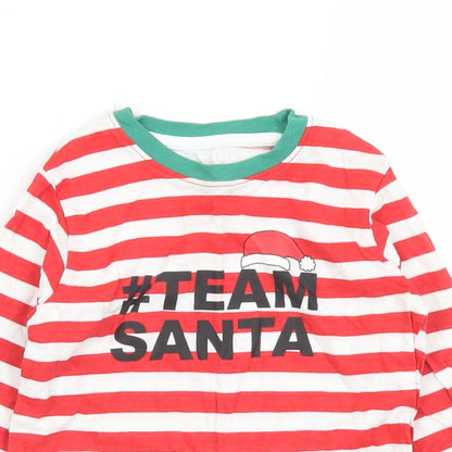 Elves Baby Red Striped Cotton Basic T-Shirt Size 18-24 Months Crew Neck  - Team Santa