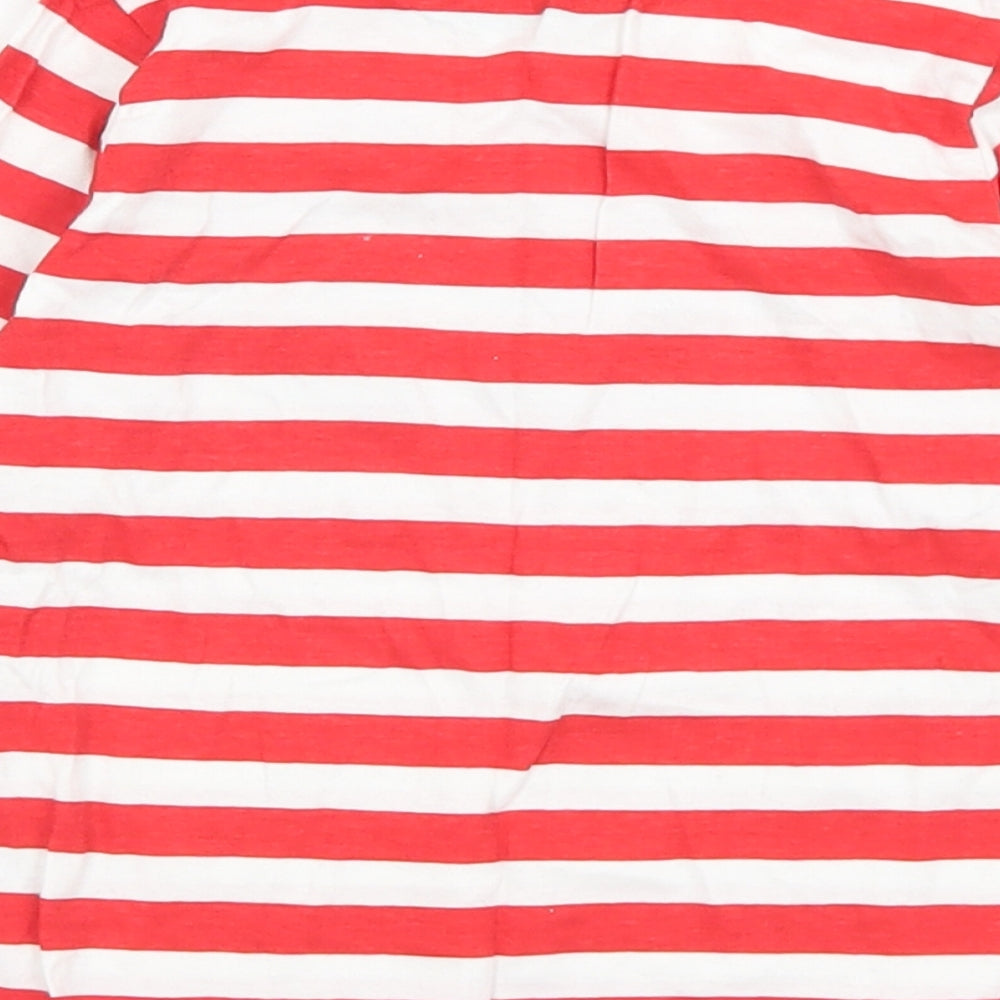 Elves Baby Red Striped Cotton Basic T-Shirt Size 18-24 Months Crew Neck  - Team Santa