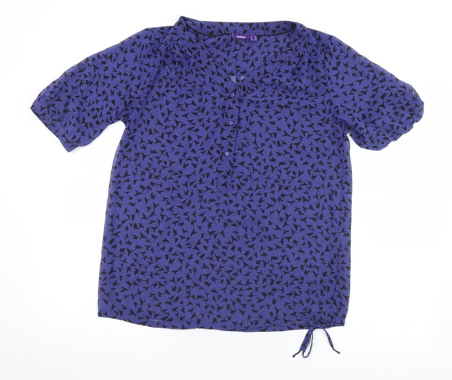 Mexx Womens Purple Geometric Polyester Basic Blouse Size 12 V-Neck