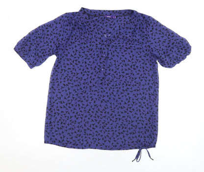 Mexx Womens Purple Geometric Polyester Basic Blouse Size 12 V-Neck