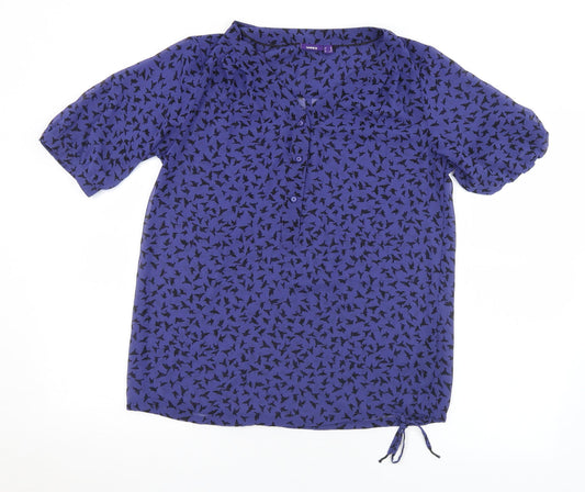 Mexx Womens Purple Geometric Polyester Basic Blouse Size 12 V-Neck