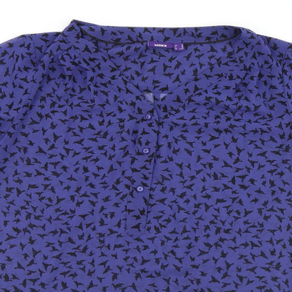 Mexx Womens Purple Geometric Polyester Basic Blouse Size 12 V-Neck