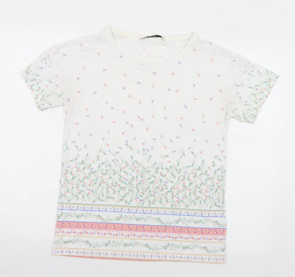 TU Womens Multicoloured Floral Polyester Basic T-Shirt Size 8 Round Neck