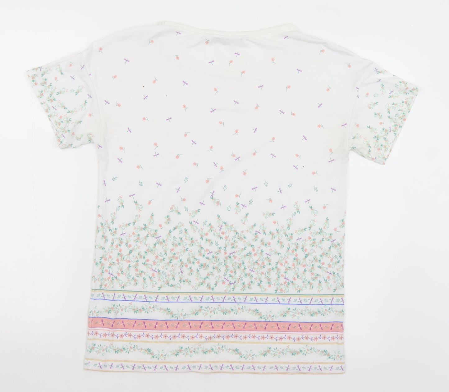 TU Womens Multicoloured Floral Polyester Basic T-Shirt Size 8 Round Neck