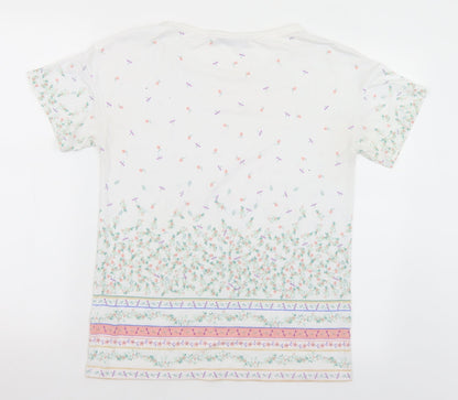 TU Womens Multicoloured Floral Polyester Basic T-Shirt Size 8 Round Neck