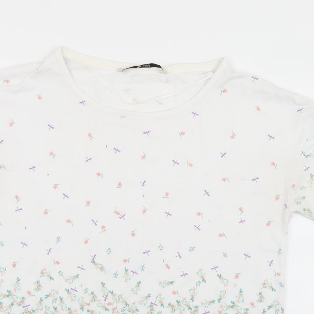 TU Womens Multicoloured Floral Polyester Basic T-Shirt Size 8 Round Neck