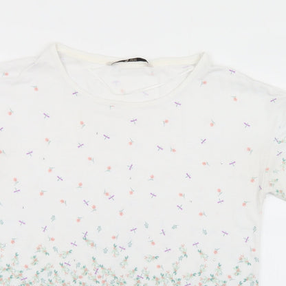 TU Womens Multicoloured Floral Polyester Basic T-Shirt Size 8 Round Neck