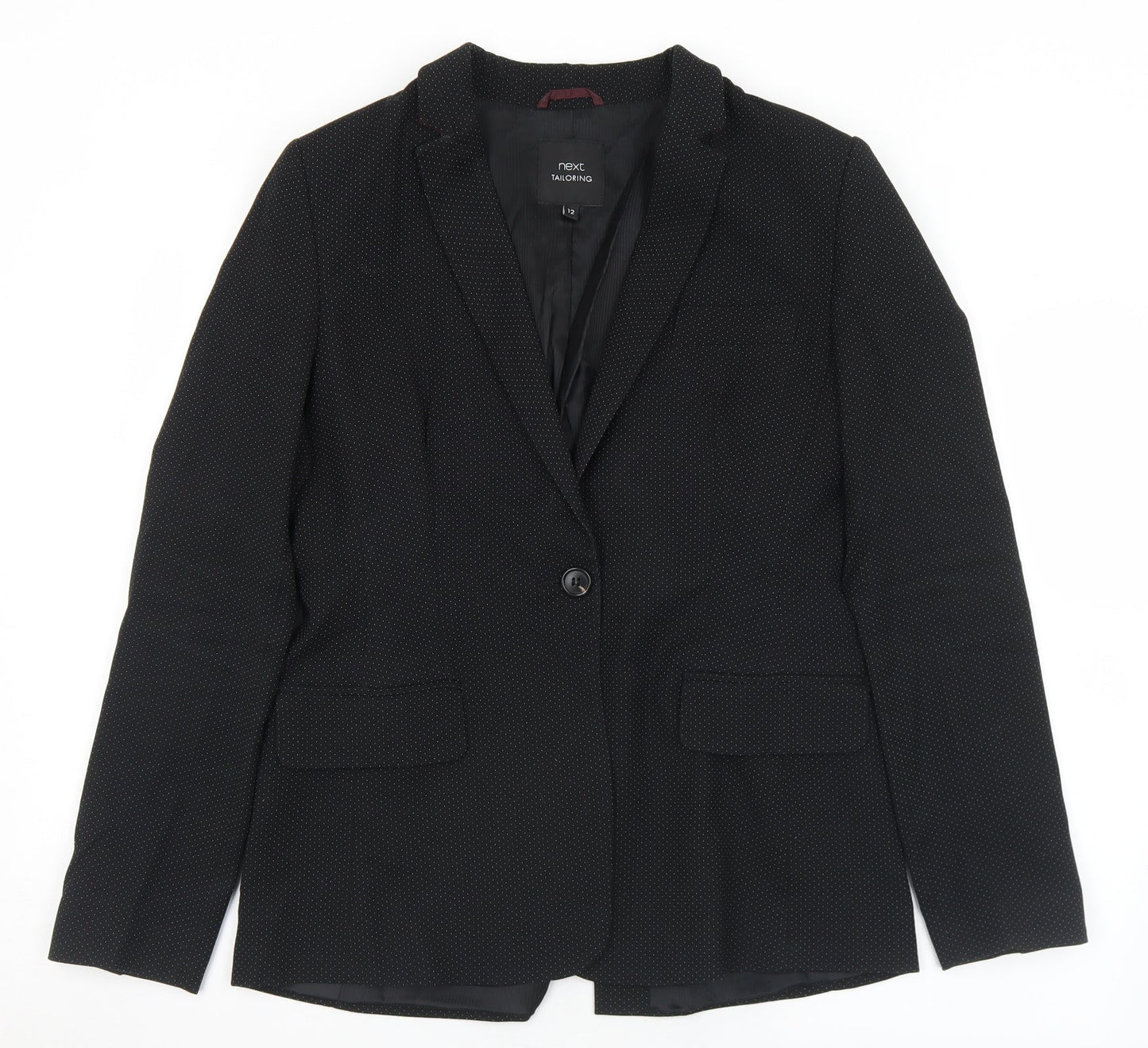 NEXT Womens Black Polka Dot Polyester Jacket Suit Jacket Size 12