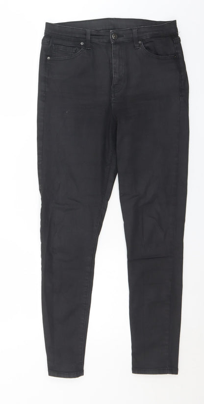 Topshop Womens Black  Cotton Skinny Jeans Size 30 in L32 in Regular Button