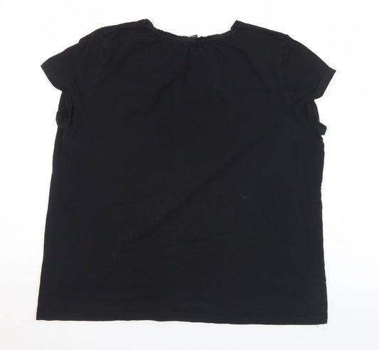 Primark Womens Black  Cotton Basic T-Shirt Size 12 Round Neck - 12/14 No Bad Days