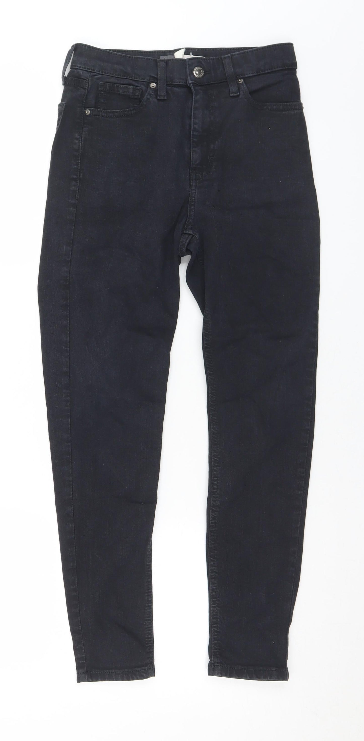 Topshop Womens Black  Cotton Skinny Jeans Size 26 in L30 in Regular Button