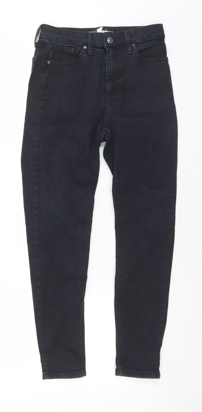 Topshop Womens Black  Cotton Skinny Jeans Size 26 in L30 in Regular Button