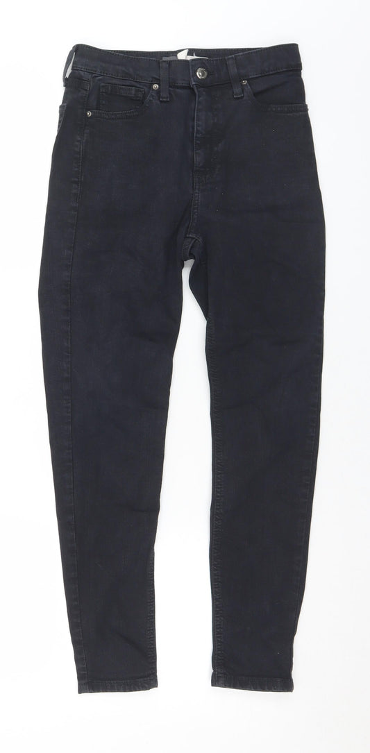 Topshop Womens Black  Cotton Skinny Jeans Size 26 in L30 in Regular Button