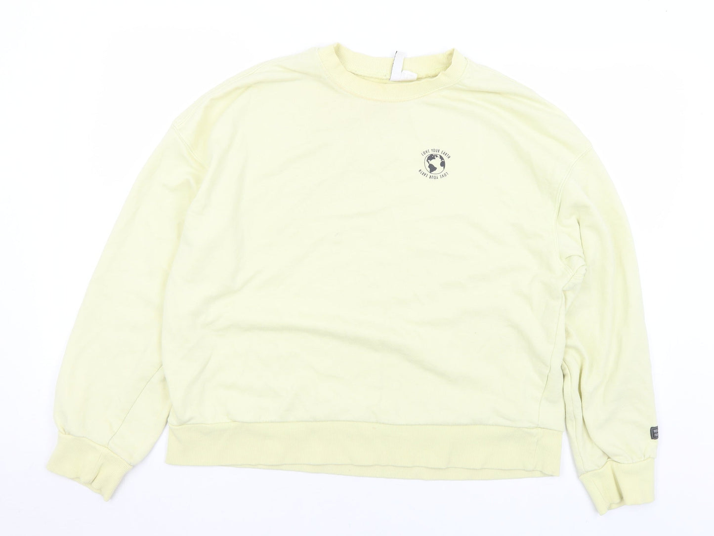 Divided Womens Yellow  Cotton Pullover Sweatshirt Size M