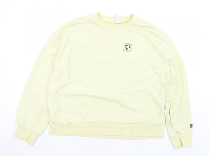 Divided Womens Yellow  Cotton Pullover Sweatshirt Size M