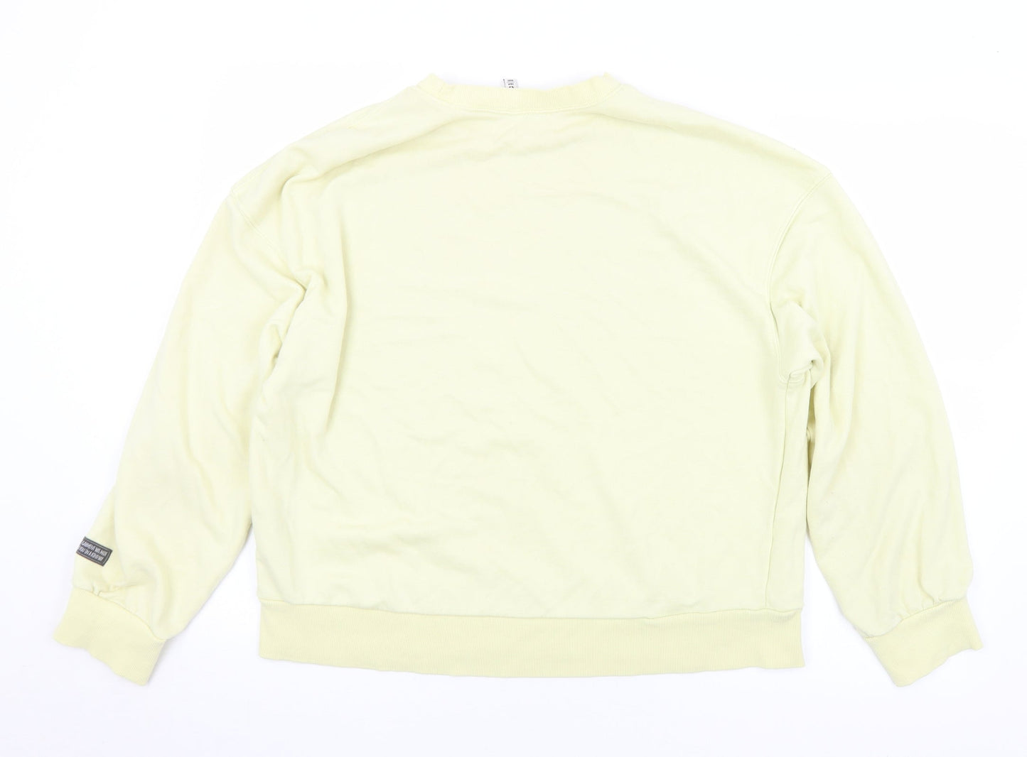 Divided Womens Yellow  Cotton Pullover Sweatshirt Size M
