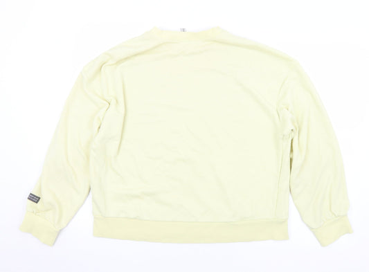 Divided Womens Yellow  Cotton Pullover Sweatshirt Size M