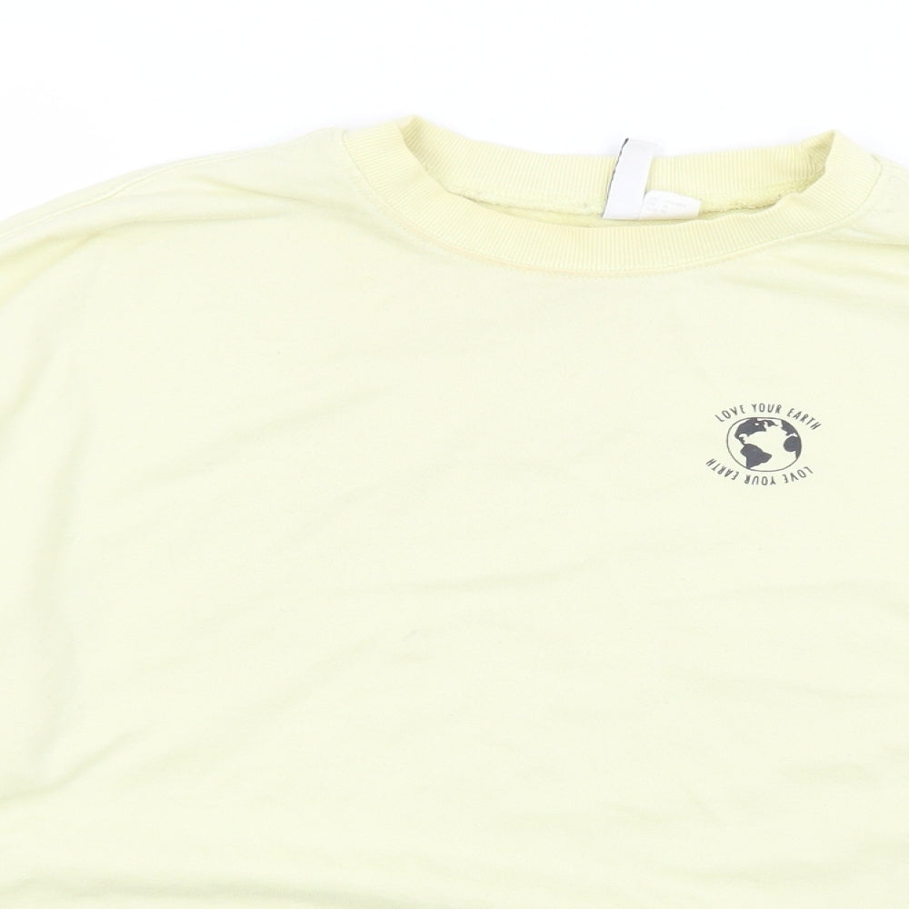 Divided Womens Yellow  Cotton Pullover Sweatshirt Size M