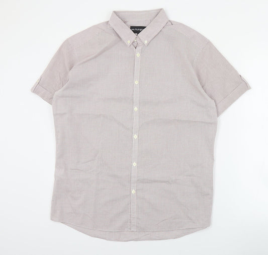 Autograph Mens Red Plaid Cotton  Button-Up Size L Collared Button