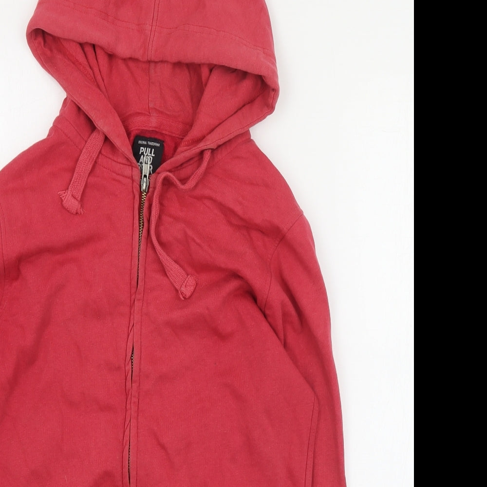 Womens UK Size S Pull and Bear Red Full Zip Hoodie