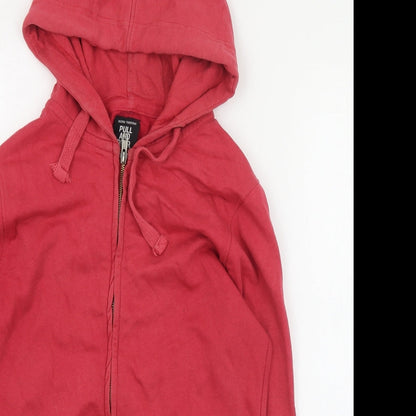Womens UK Size S Pull and Bear Red Full Zip Hoodie