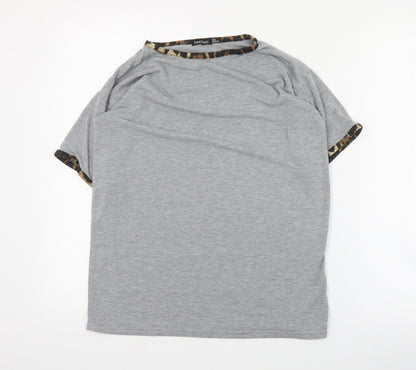 Boohoo Womens Grey  Polyester Basic T-Shirt Size 8 Round Neck
