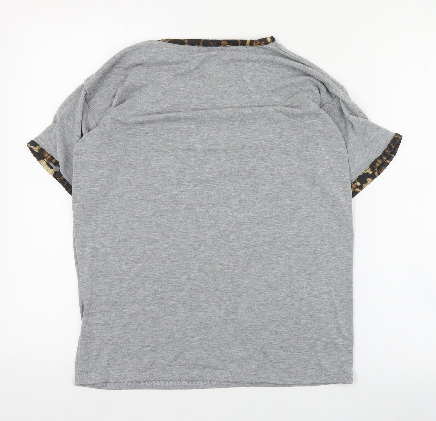 Boohoo Womens Grey  Polyester Basic T-Shirt Size 8 Round Neck