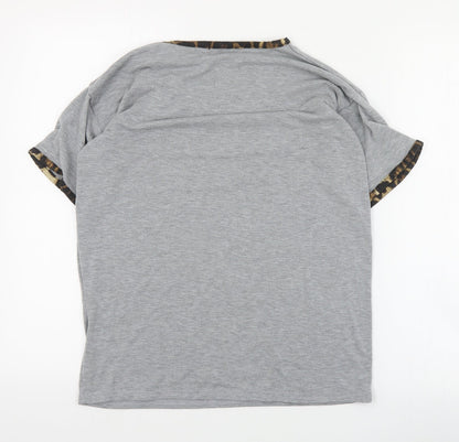 Boohoo Womens Grey  Polyester Basic T-Shirt Size 8 Round Neck