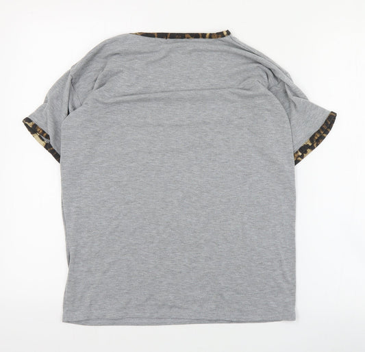 Boohoo Womens Grey  Polyester Basic T-Shirt Size 8 Round Neck